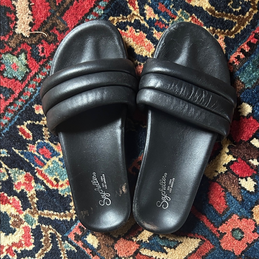 Seychelles Black Slide Sandals